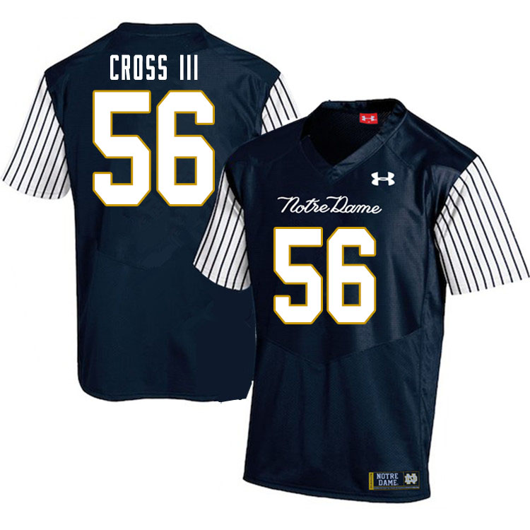 Men's NCAA Notre Dame Fighting Irish #56 Howard Cross III Stitched College Under Armour Authentic Navy Alternate Football Jersey SJ10R37PC